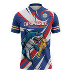 Custom World Football 2026 Cabo Verde Zipper Polo Shirt Blue Shark Champions Trophy