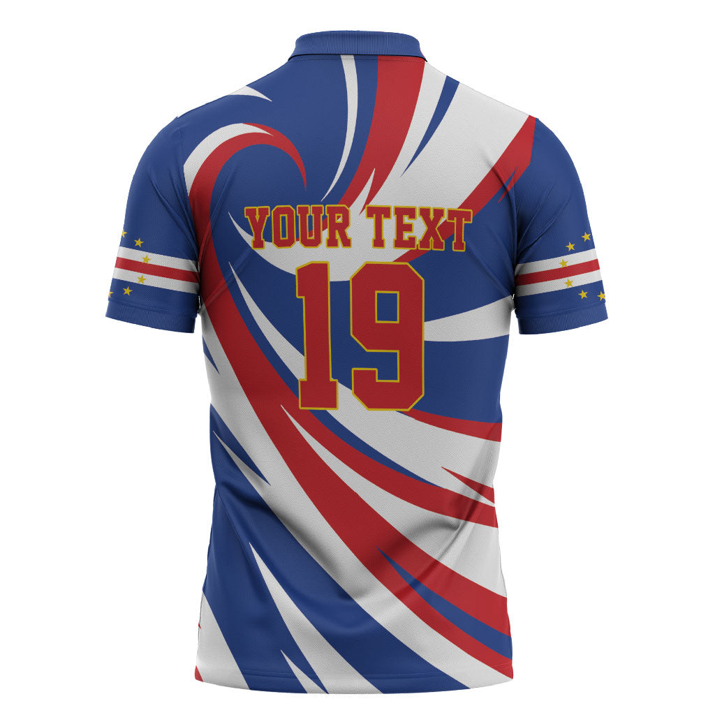 Custom World Football 2026 Cabo Verde Zipper Polo Shirt Blue Shark Champions Trophy