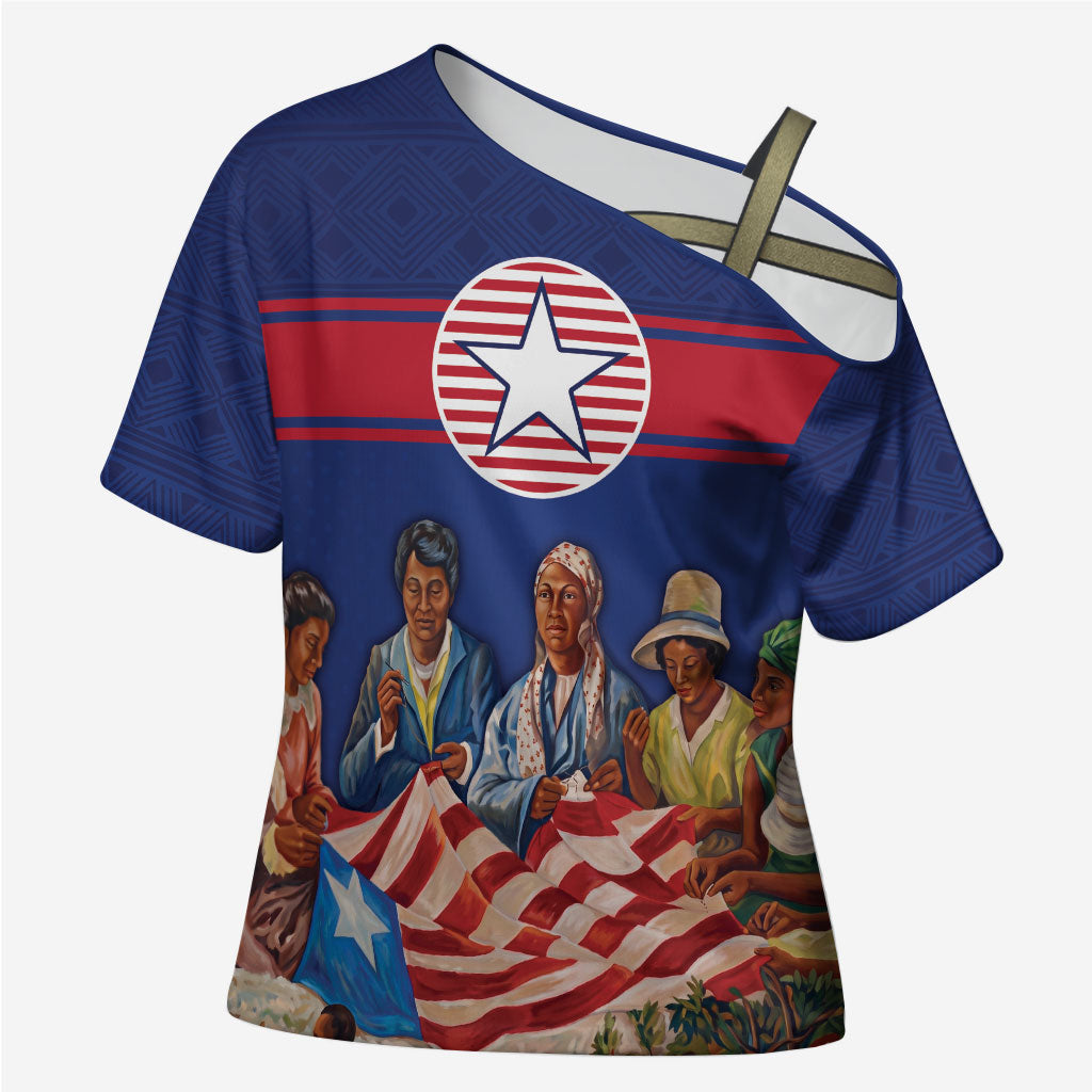 Liberia Flag Day Cross Shoulder Shirt Lone Star Heritage Pride