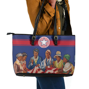 Liberia Flag Day Leather Tote Bag Lone Star Heritage Pride