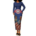 Liberia Flag Day Long Sleeve Bodycon Dress Lone Star Heritage Pride