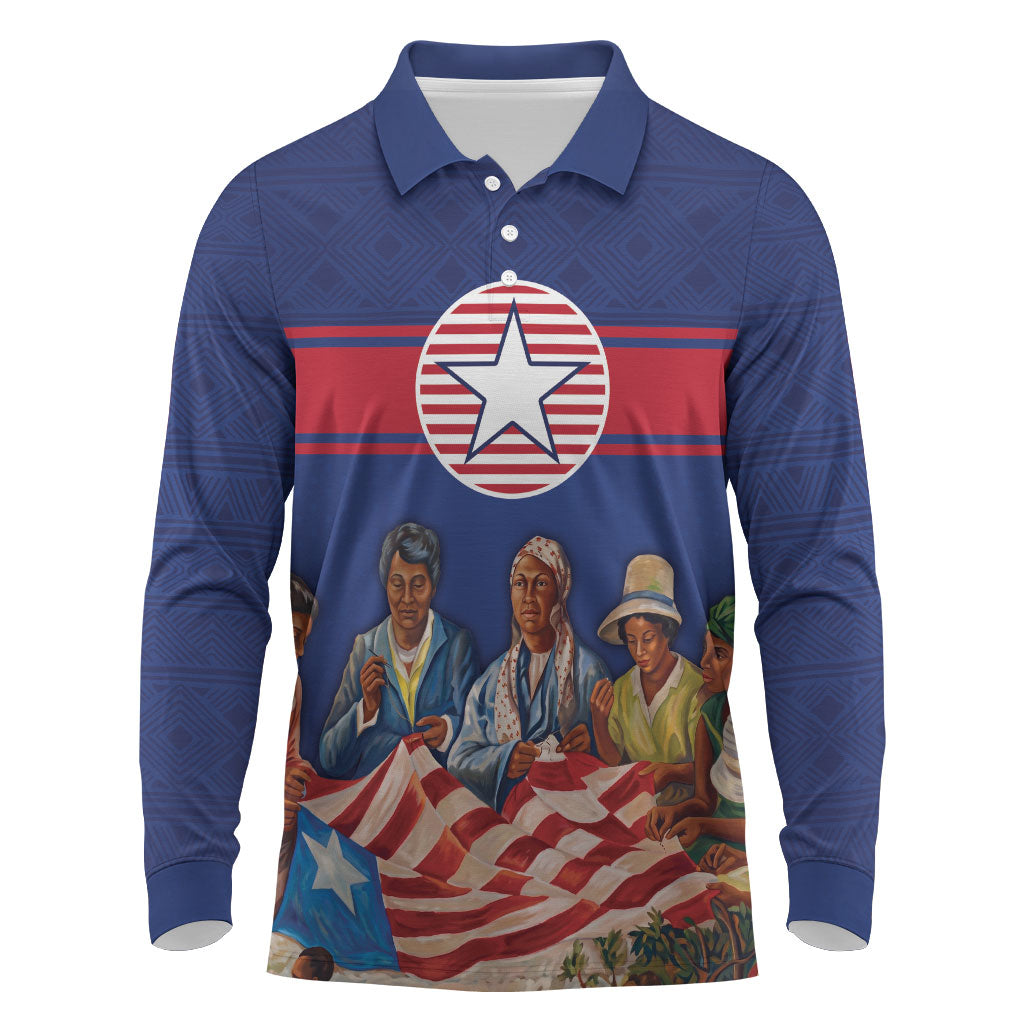 Liberia Flag Day Long Sleeve Polo Shirt Lone Star Heritage Pride