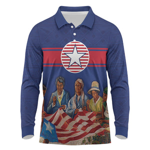 Liberia Flag Day Long Sleeve Polo Shirt Lone Star Heritage Pride