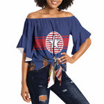 Liberia Flag Day Off Shoulder Wrap Waist Top Lone Star Heritage Pride