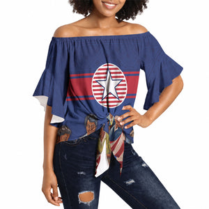 Liberia Flag Day Off Shoulder Wrap Waist Top Lone Star Heritage Pride