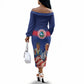 Liberia Flag Day Off The Shoulder Long Sleeve Dress Lone Star Heritage Pride