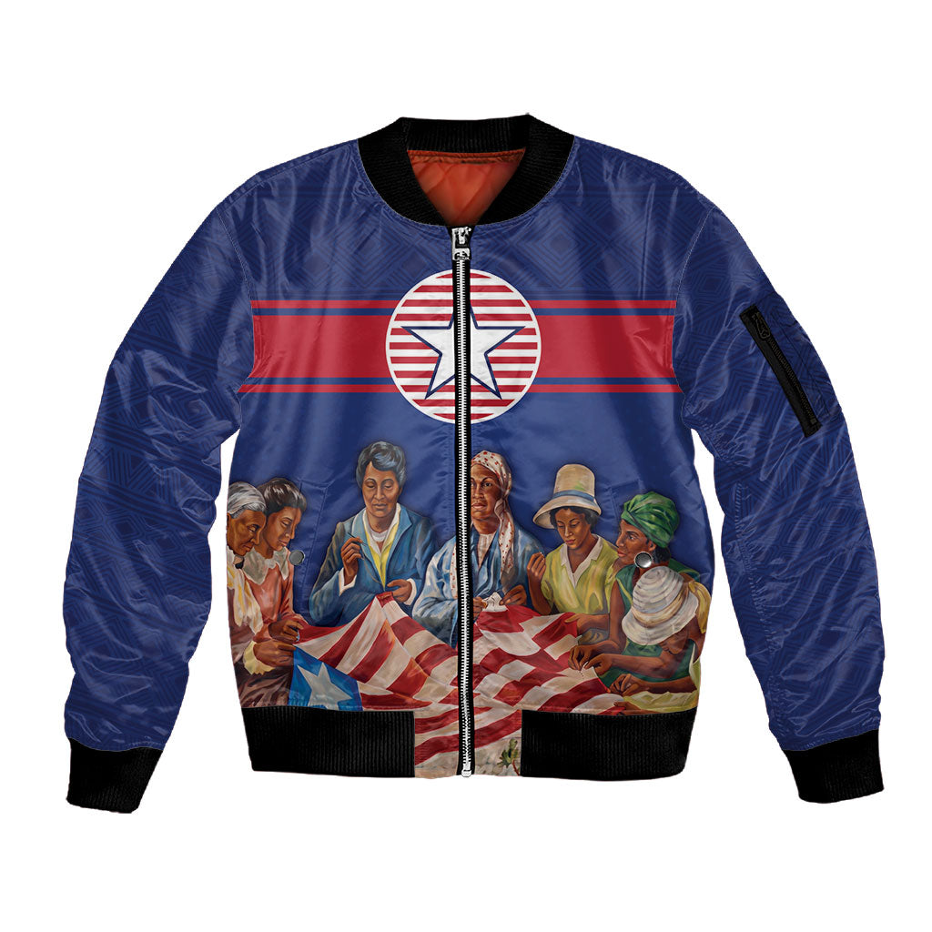 Liberia Flag Day Sleeve Zip Bomber Jacket Lone Star Heritage Pride