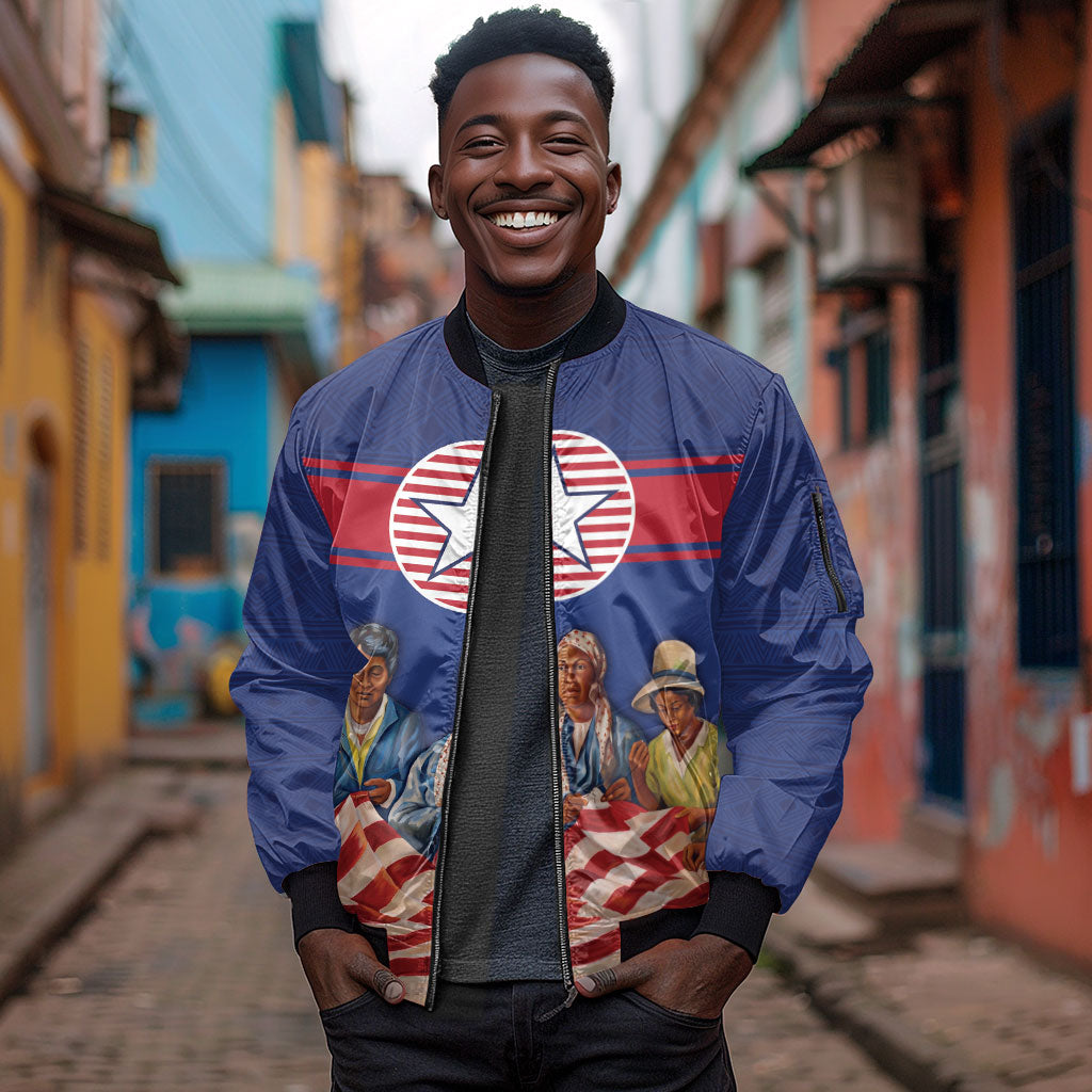 Liberia Flag Day Sleeve Zip Bomber Jacket Lone Star Heritage Pride