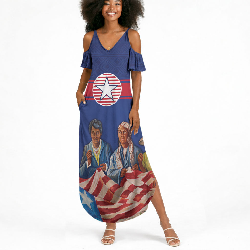 Liberia Flag Day Summer Maxi Dress Lone Star Heritage Pride