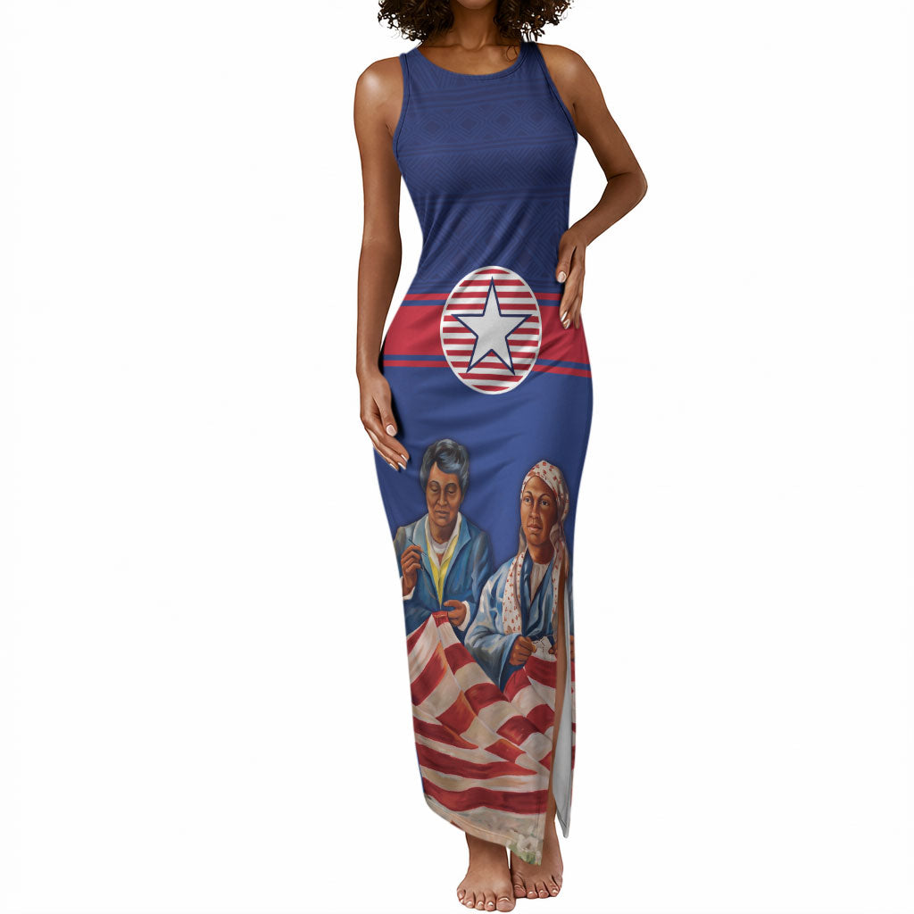 Liberia Flag Day Tank Maxi Dress Lone Star Heritage Pride