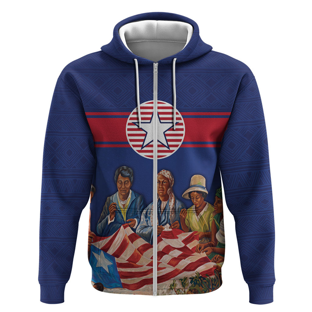 Liberia Flag Day Zip Hoodie Lone Star Heritage Pride