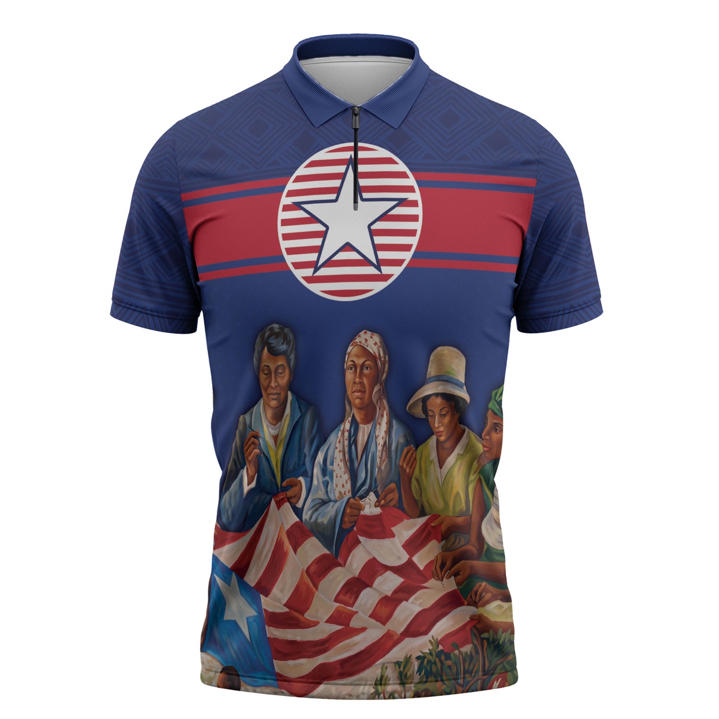 Liberia Flag Day Zipper Polo Shirt Lone Star Heritage Pride