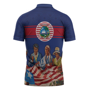 Liberia Flag Day Zipper Polo Shirt Lone Star Heritage Pride
