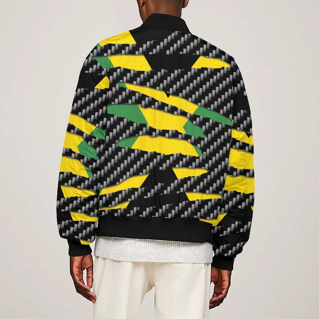 Black Jamaicans Jamaica Beast Bomber Jacket Ripped Flag Graphic - African Pride