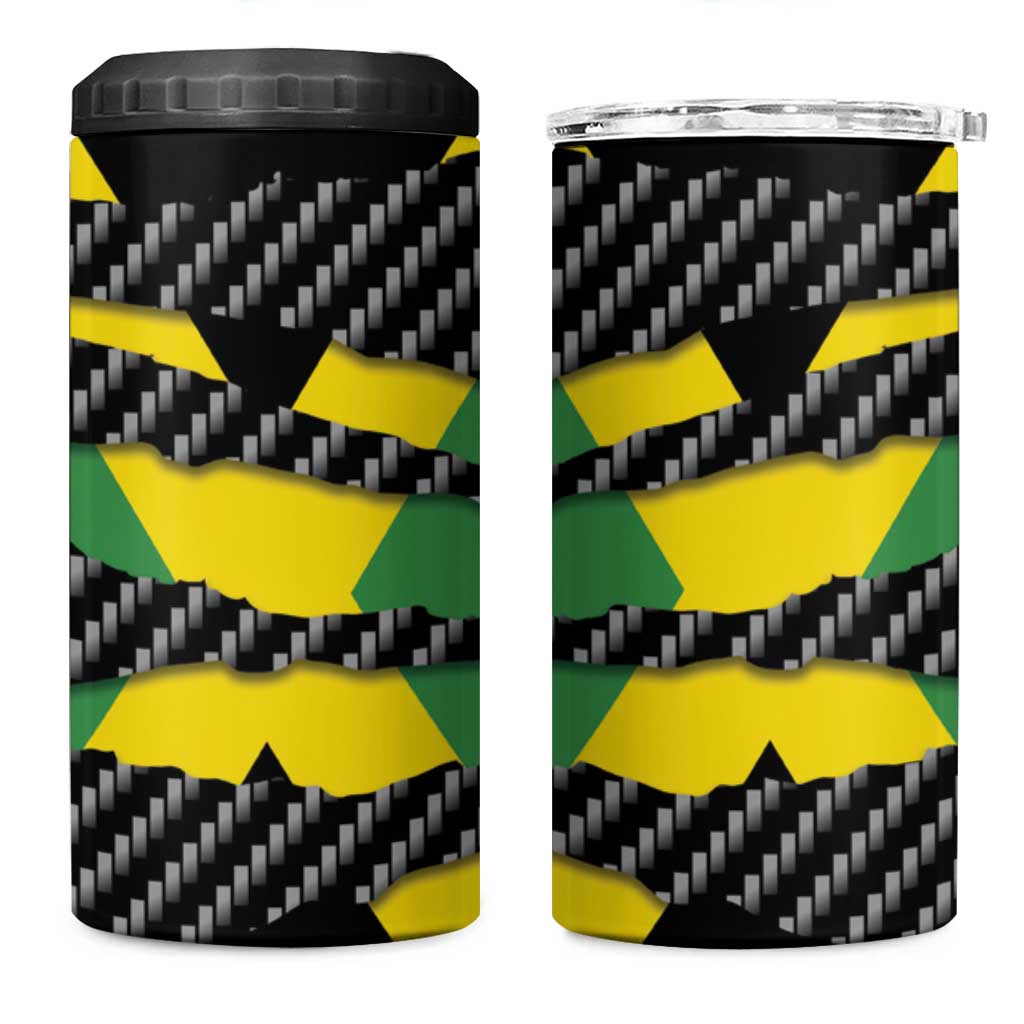 Black Jamaicans Jamaica Beast 4 in 1 Can Cooler Tumbler Ripped Flag Graphic - African Pride