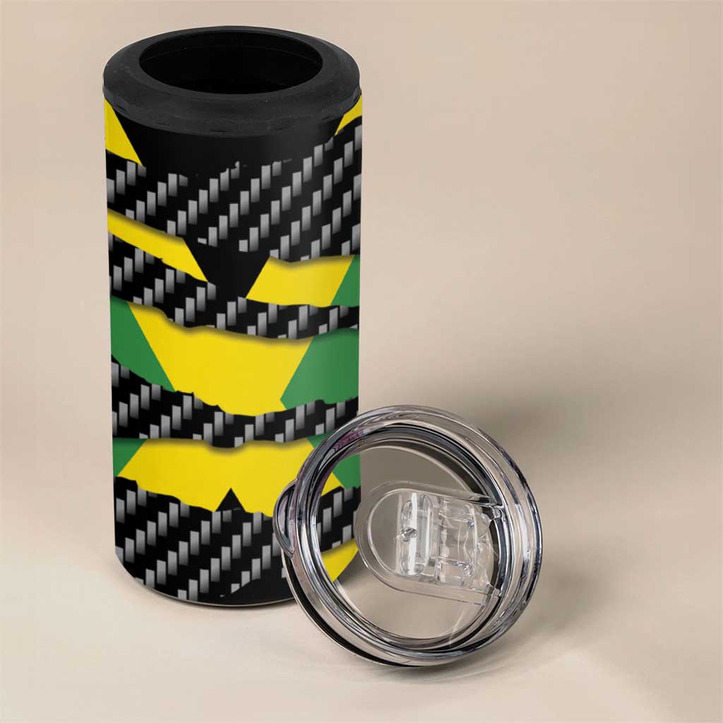 Black Jamaicans Jamaica Beast 4 in 1 Can Cooler Tumbler Ripped Flag Graphic - African Pride