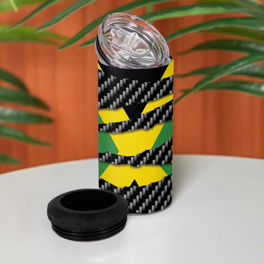 Black Jamaicans Jamaica Beast 4 in 1 Can Cooler Tumbler Ripped Flag Graphic - African Pride