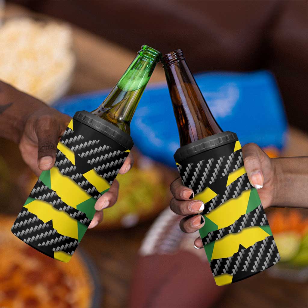 Black Jamaicans Jamaica Beast 4 in 1 Can Cooler Tumbler Ripped Flag Graphic - African Pride