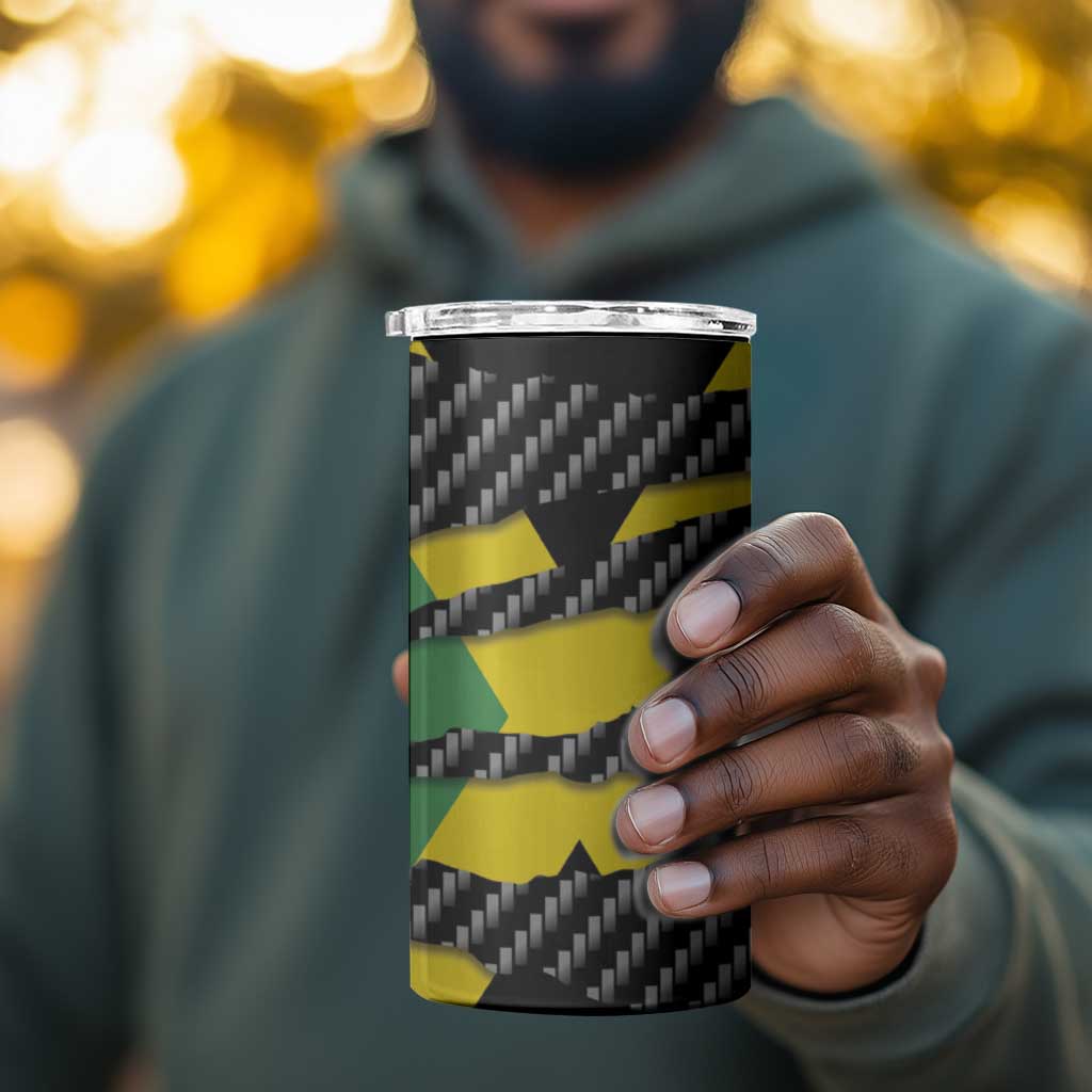 Black Jamaicans Jamaica Beast 4 in 1 Can Cooler Tumbler Ripped Flag Graphic - African Pride