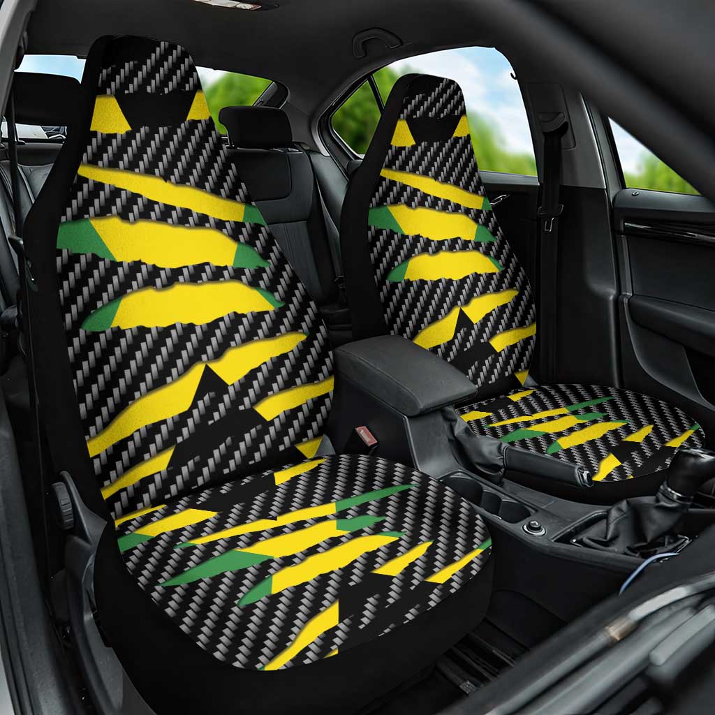 Black Jamaicans Jamaica Beast Car Seat Cover Ripped Flag Graphic - African Pride
