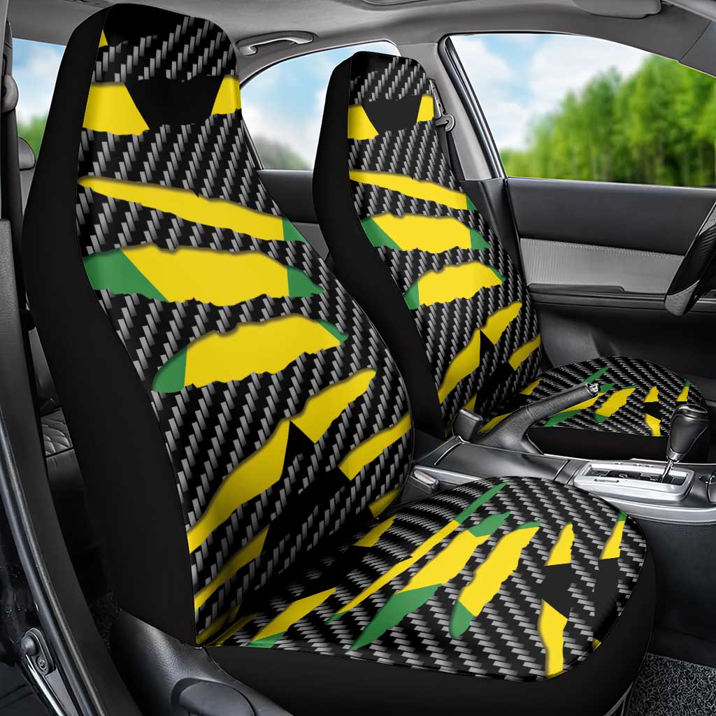 Black Jamaicans Jamaica Beast Car Seat Cover Ripped Flag Graphic - African Pride