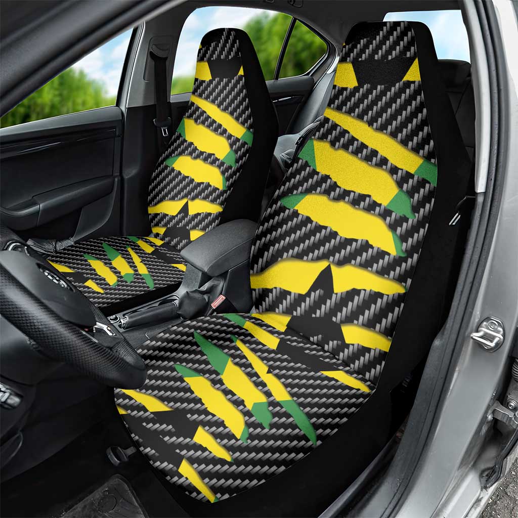 Black Jamaicans Jamaica Beast Car Seat Cover Ripped Flag Graphic - African Pride