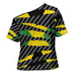 Black Jamaicans Jamaica Beast Cross Shoulder Shirt Ripped Flag Graphic
