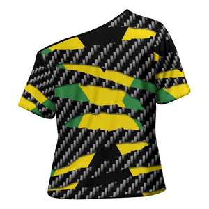 Black Jamaicans Jamaica Beast Cross Shoulder Shirt Ripped Flag Graphic