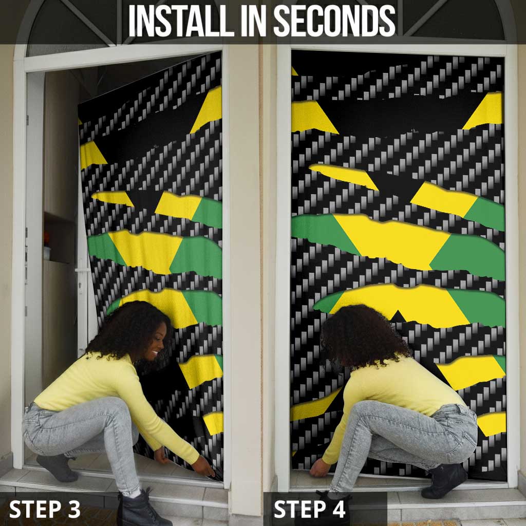 Black Jamaicans Jamaica Beast Door Cover Ripped Flag Graphic