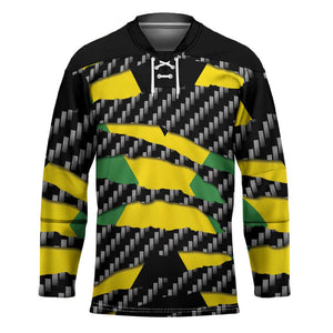 Black Jamaicans Jamaica Beast Hockey Jersey Ripped Flag Graphic