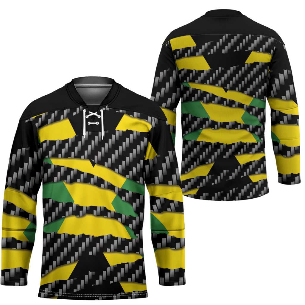 Black Jamaicans Jamaica Beast Hockey Jersey Ripped Flag Graphic