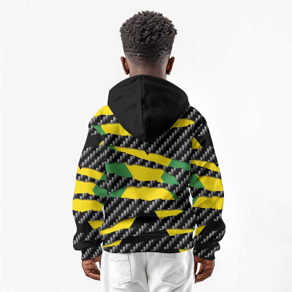 Black Jamaicans Jamaica Beast Kid Hoodie Ripped Flag Graphic - African Pride