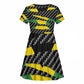 Black Jamaicans Jamaica Beast Kid Short Sleeve Dress Ripped Flag Graphic LT19
