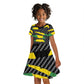 Black Jamaicans Jamaica Beast Kid Short Sleeve Dress Ripped Flag Graphic LT19