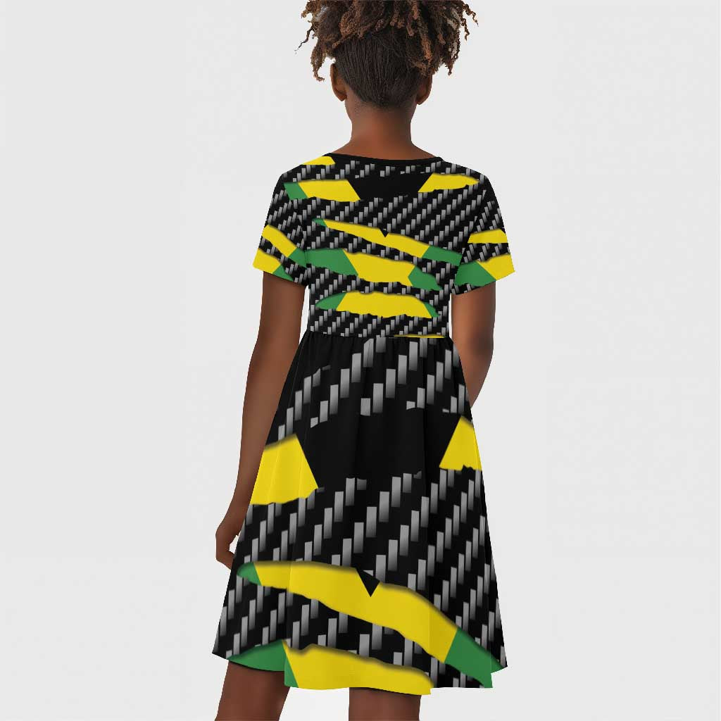 Black Jamaicans Jamaica Beast Kid Short Sleeve Dress Ripped Flag Graphic LT19