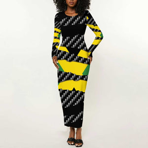 Black Jamaicans Jamaica Beast Long Sleeve Bodycon Dress Ripped Flag Graphic - African Pride