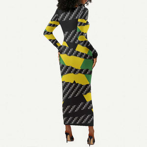 Black Jamaicans Jamaica Beast Long Sleeve Bodycon Dress Ripped Flag Graphic - African Pride