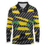 Black Jamaicans Jamaica Beast Long Sleeve Polo Shirt Ripped Flag Graphic - African Pride
