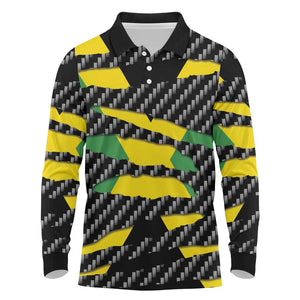 Black Jamaicans Jamaica Beast Long Sleeve Polo Shirt Ripped Flag Graphic - African Pride