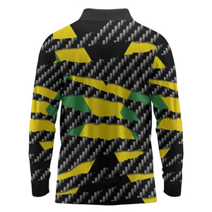 Black Jamaicans Jamaica Beast Long Sleeve Polo Shirt Ripped Flag Graphic - African Pride