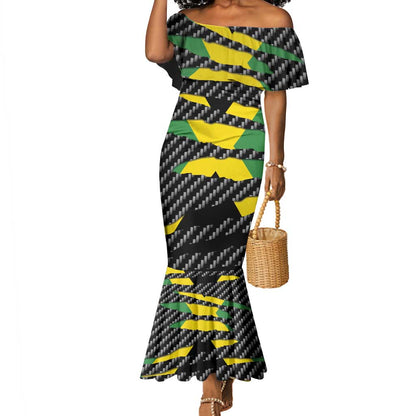 Black Jamaicans Jamaica Beast Mermaid Dress Ripped Flag Graphic - African Pride