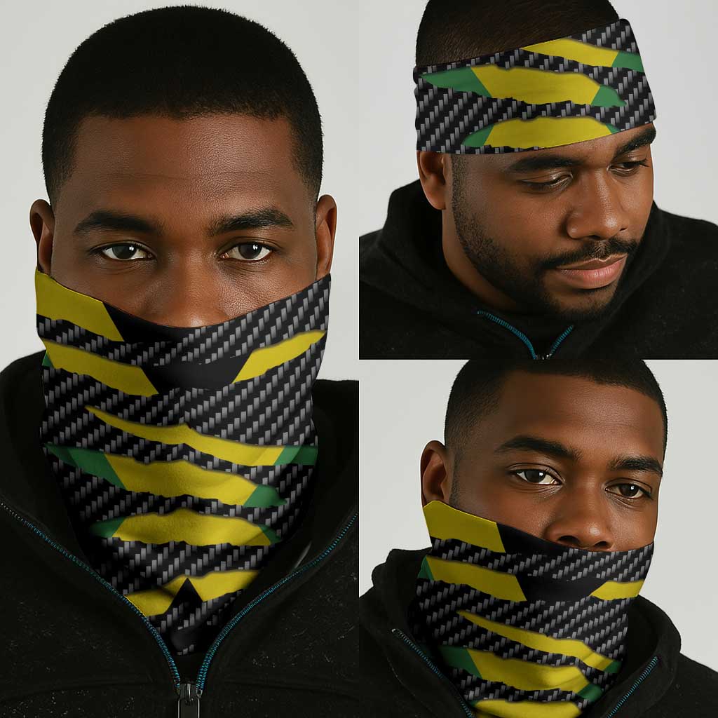 Black Jamaicans Jamaica Beast Neck Gaiter Ripped Flag Graphic - African Pride