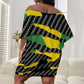 Black Jamaicans Jamaica Beast Off Shoulder Short Dress Ripped Flag Graphic - African Pride