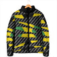 Black Jamaicans Jamaica Beast Padded Jacket Ripped Flag Graphic