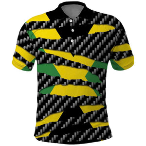 Black Jamaicans Jamaica Beast Polo Shirt Ripped Flag Graphic LT19