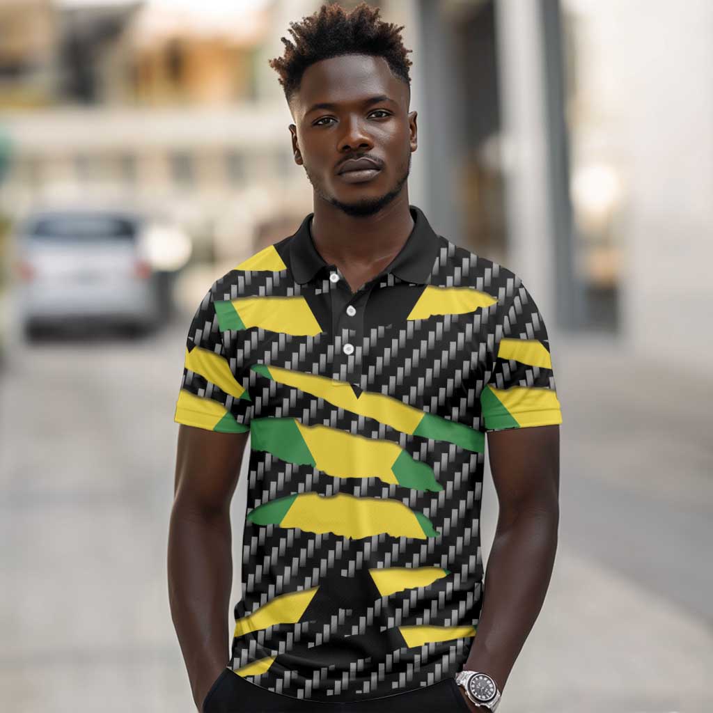 Black Jamaicans Jamaica Beast Polo Shirt Ripped Flag Graphic LT19