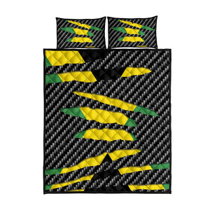 Black Jamaicans Jamaica Beast Quilt Bed Set Ripped Flag Graphic - African Pride