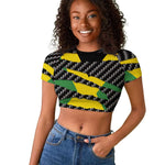 Black Jamaicans Jamaica Beast Raglan Cropped T shirt Ripped Flag Graphic LT19