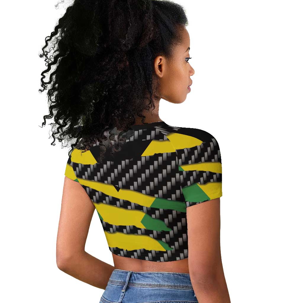 Black Jamaicans Jamaica Beast Raglan Cropped T shirt Ripped Flag Graphic LT19
