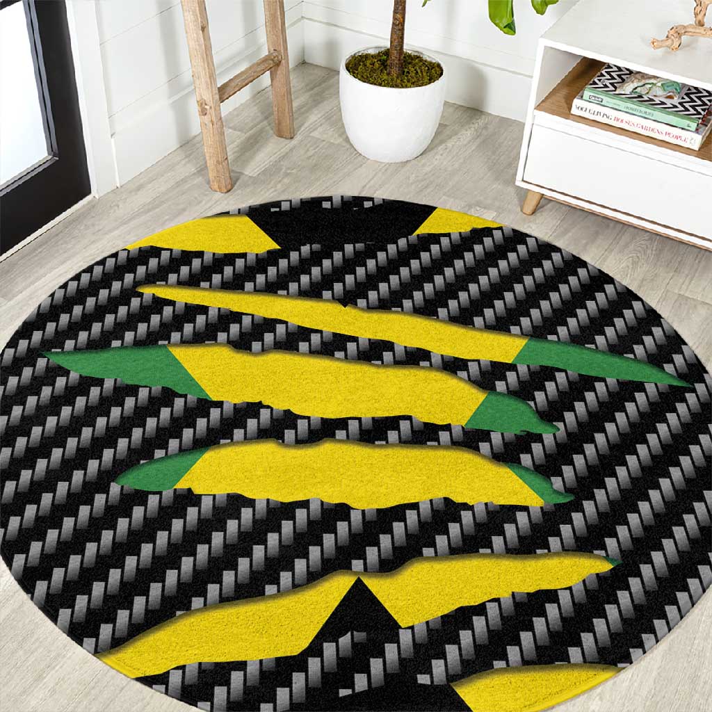 Black Jamaicans Jamaica Beast Round Carpet Ripped Flag Graphic - African Pride